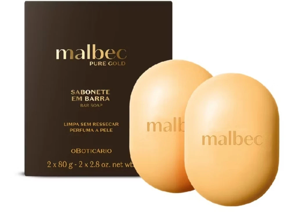 Malbec Pure Gold sabonete em barra com 2 unid de 80g cada
