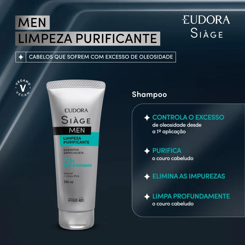 Shampoo Siàge Men Limpeza Purificante 250ml