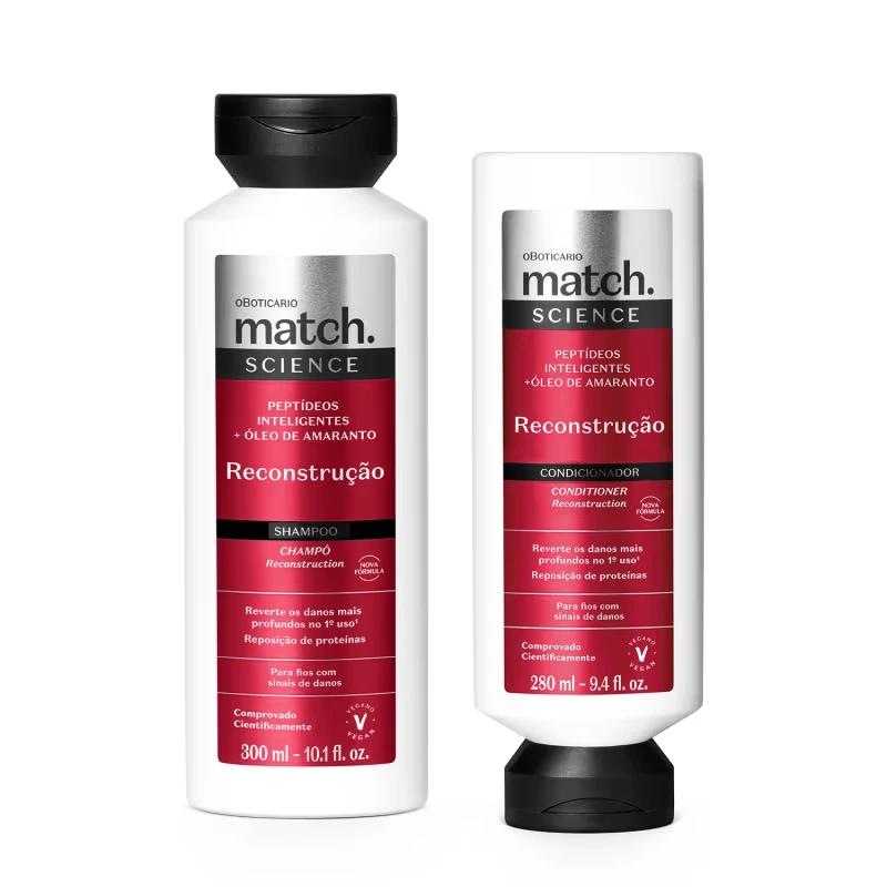 Combo Match Science Reconstrução: Shampoo 300ml + Condicionador 280ml