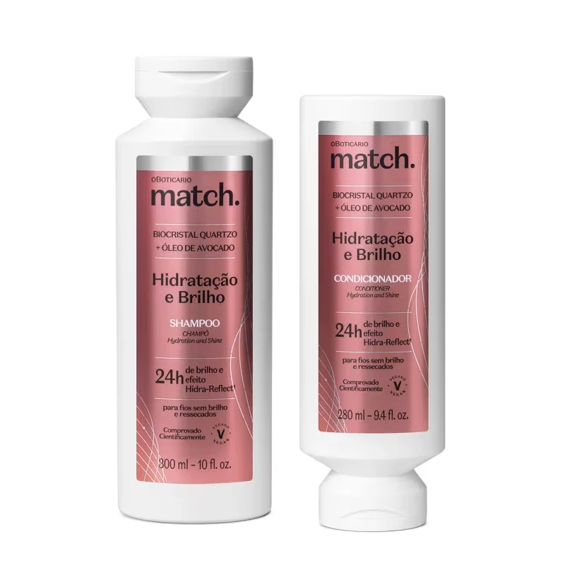 Combo Match Hidratação e Brilho: Shampoo 300ml + Condicionador 280ml