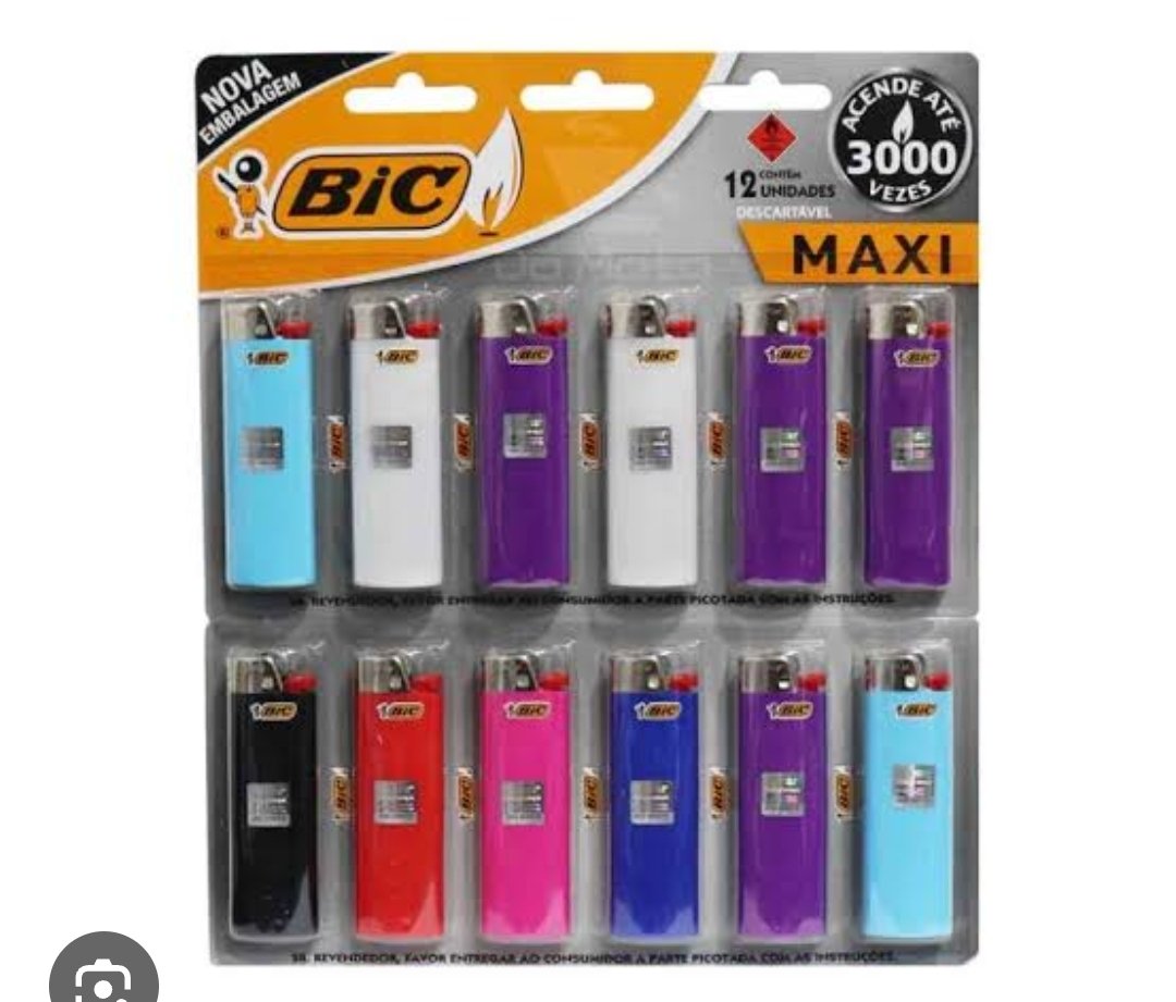 Cartela com 12 unid isqueiro bic grande