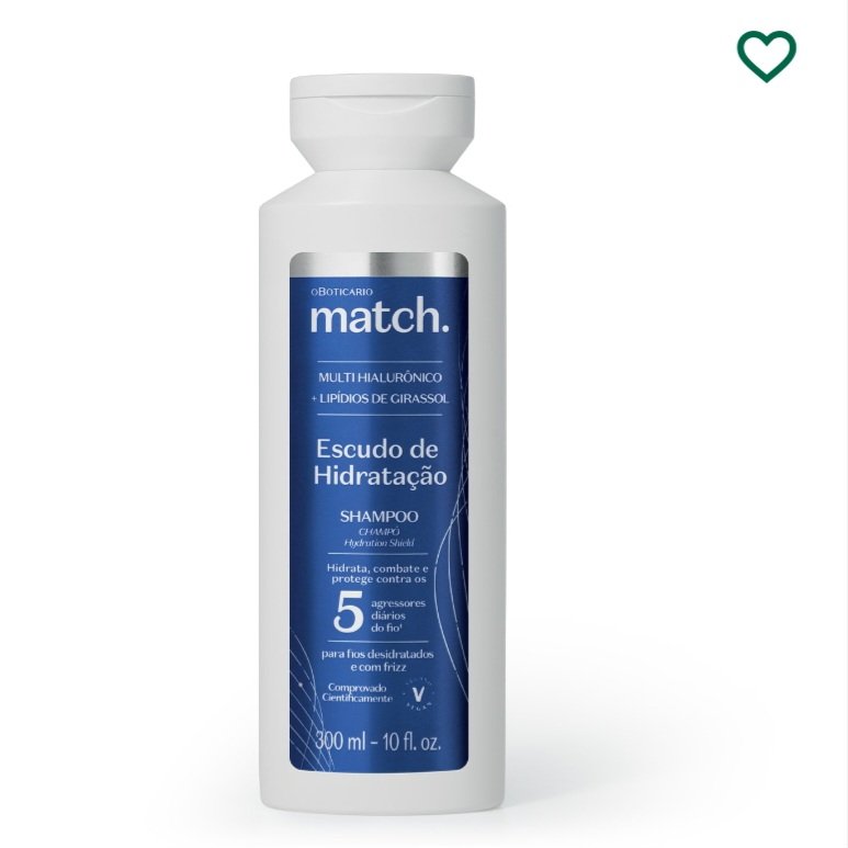 MATCH SHAMPOO ESCUDO DE HIDRATAÇÃO 300ML