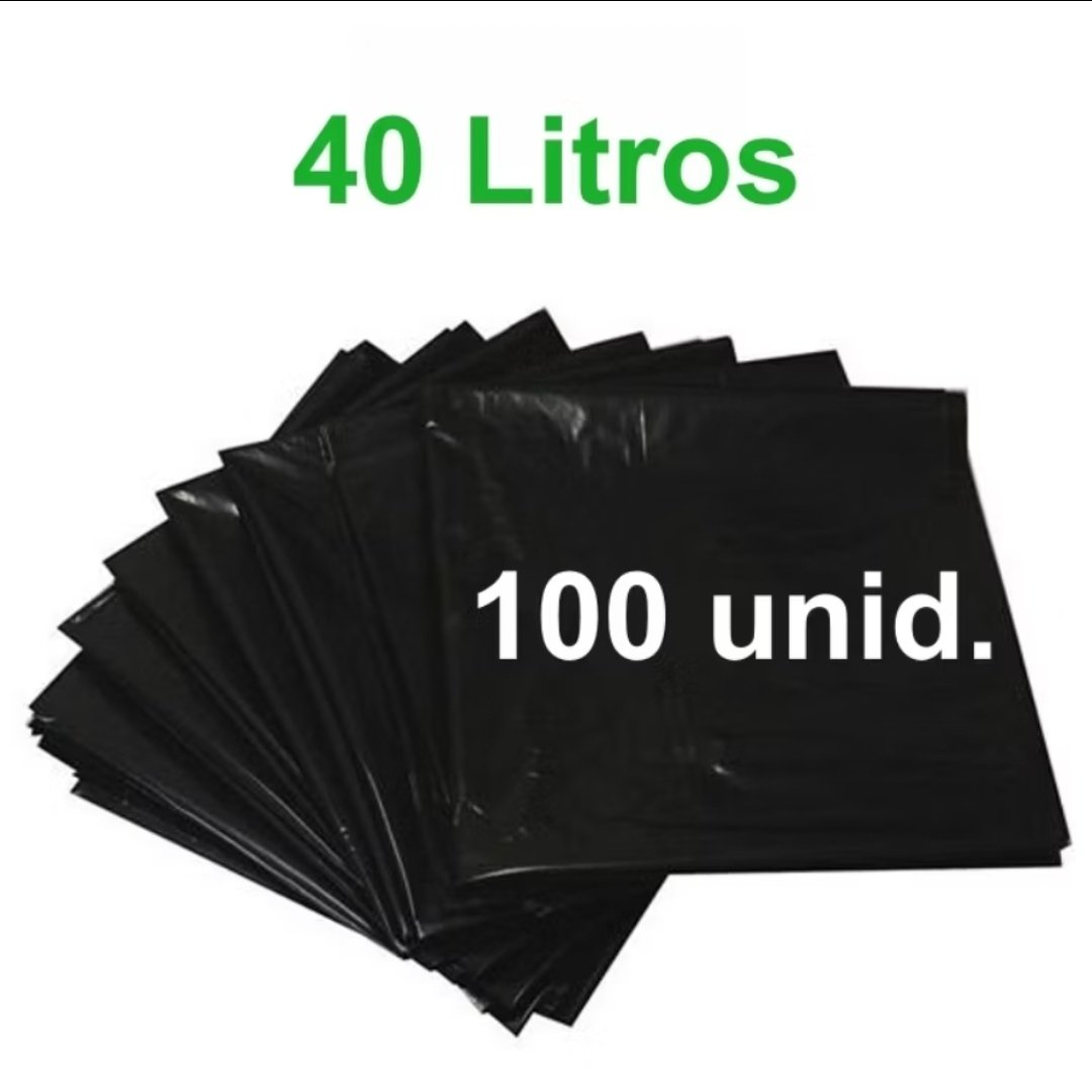 Saco p lixo 40 lts c/ 100 un. Reforçado