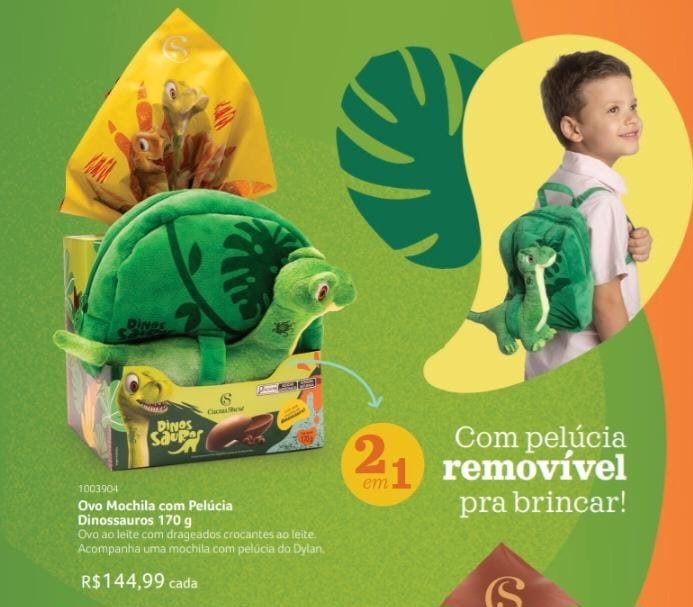 Ovo Mochila com pelucia Dinossauro