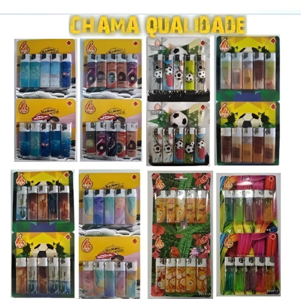 Cartela com 10 isqueiros automático