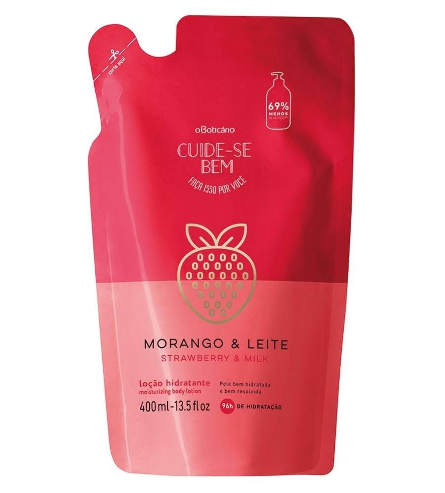 Morango e Leite Refil Loção Corporal 400ml