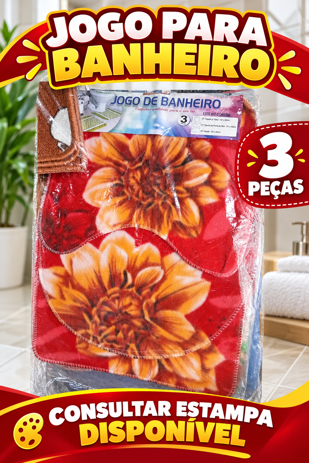 Jogo p banheiro 3 peças