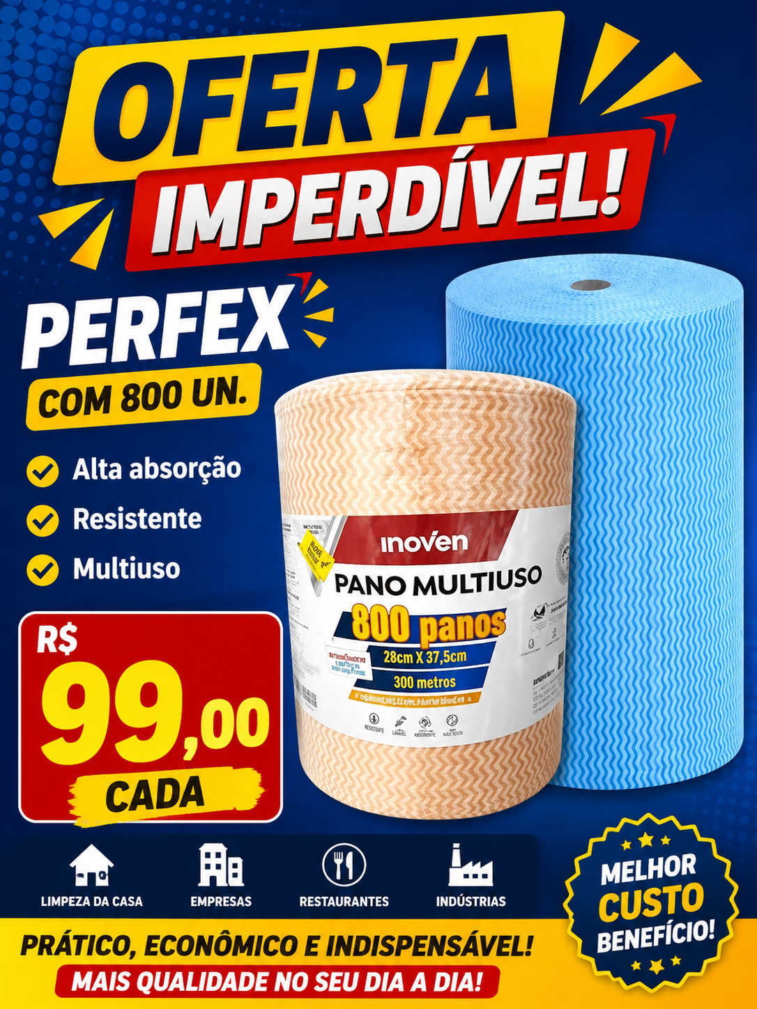 Rolo perfex com 800 uni.