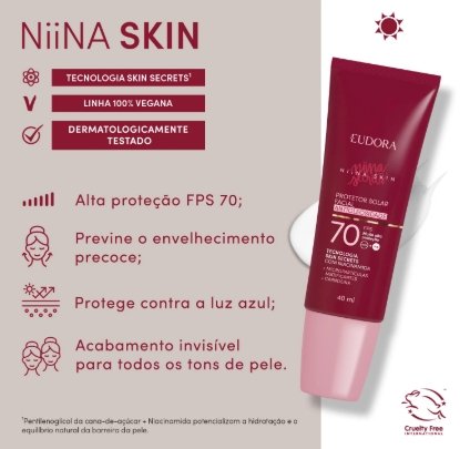 Protetor Solar Facial Antioleosidade Fps 70 Niina Skin 40Ml