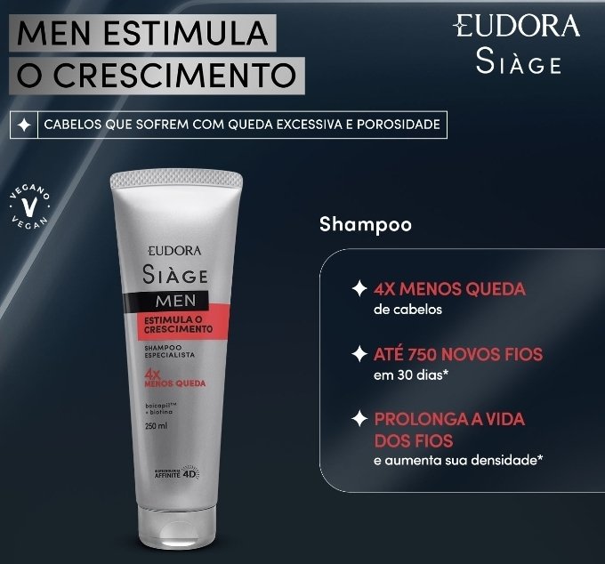 Shampoo estimula o crescimento men