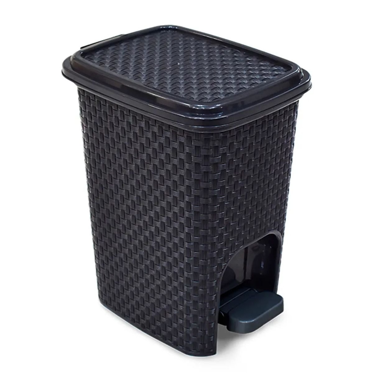 Lixeira 7 litros rattan c/pedal preta